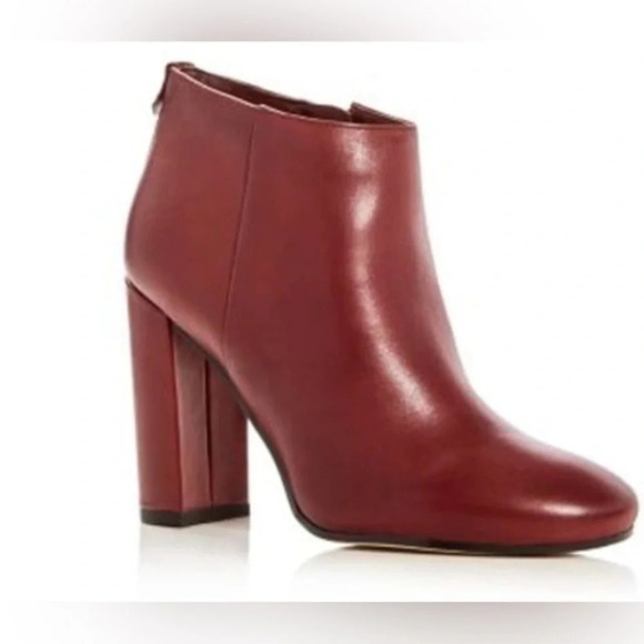 Sam Edelman Leather CAMPBELL HIGH HEEL BOOTIES IN RED Mahogany - Picture 4 of 7